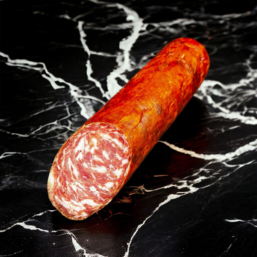 Chefsalami luftgetrocknet aufgeschnitten-DerHolzapfel