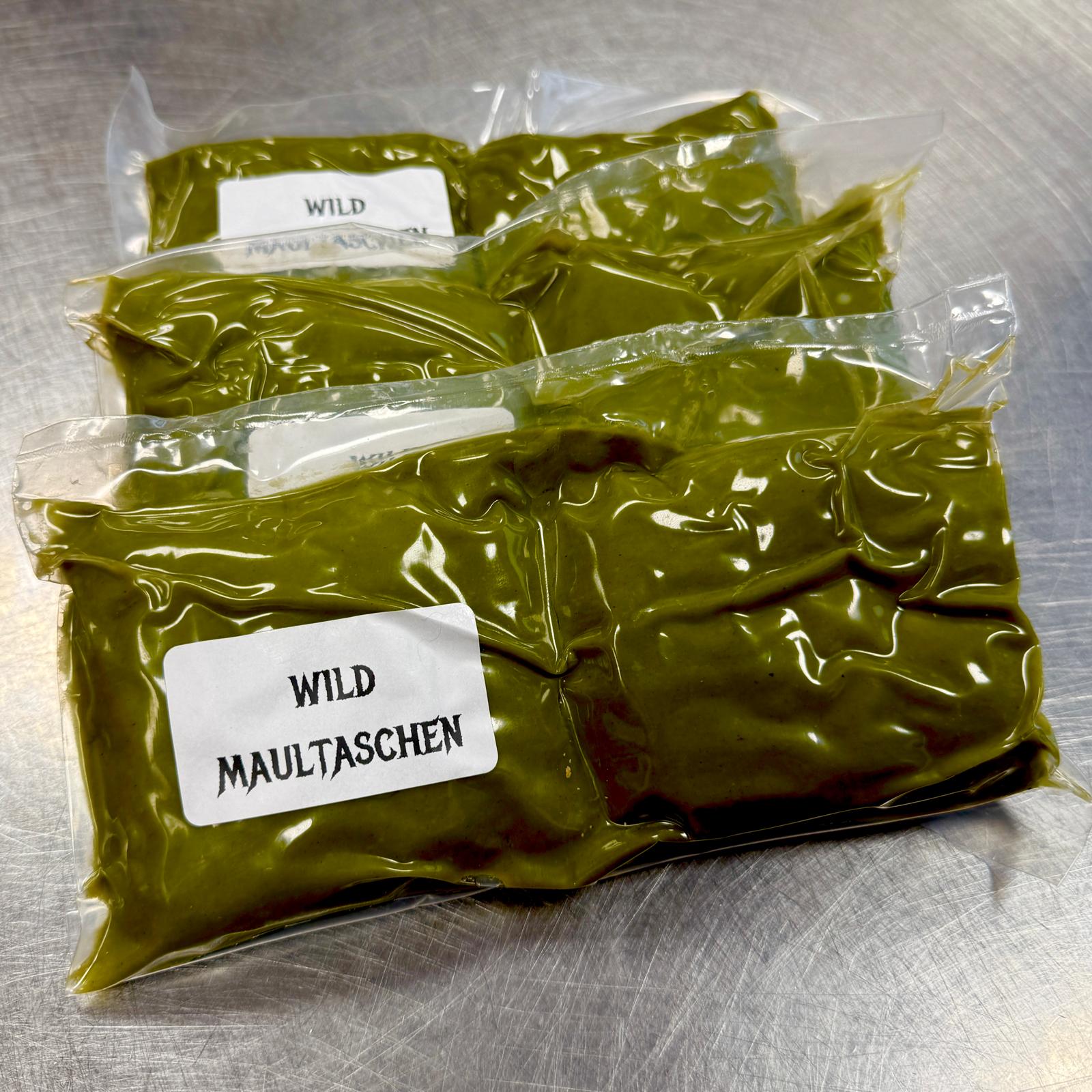 Wild Maultaschen von Metzgerei Holzapfel mit Rehfleisch und Wildschwein im grünen Spinatmantel vakuumverpackt