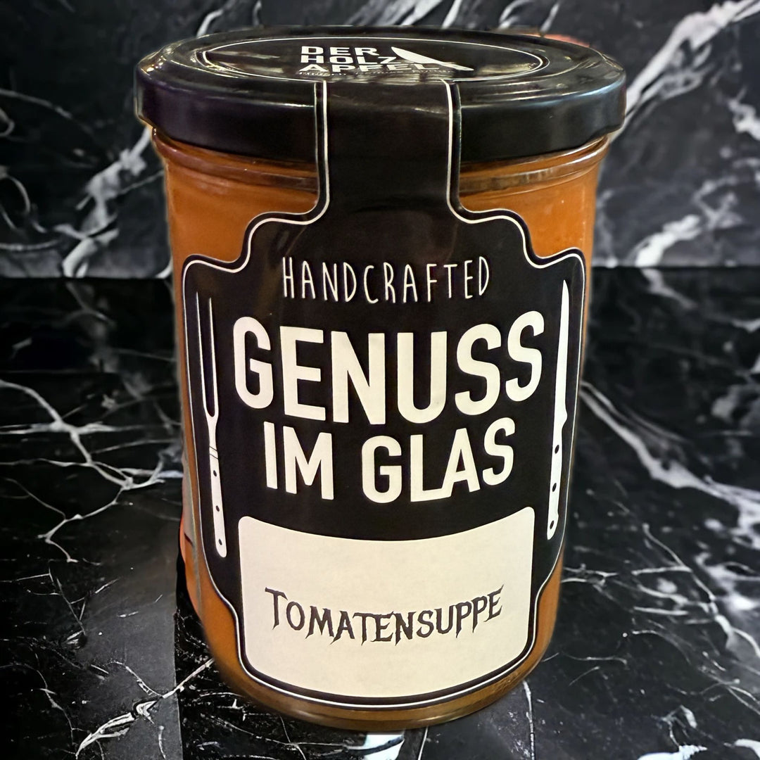 Tomatensuppe Genuss im Glas von Metzgerei Holzapfel - fertige Tomatensuppe mit echten Tomaten für kalte Tage