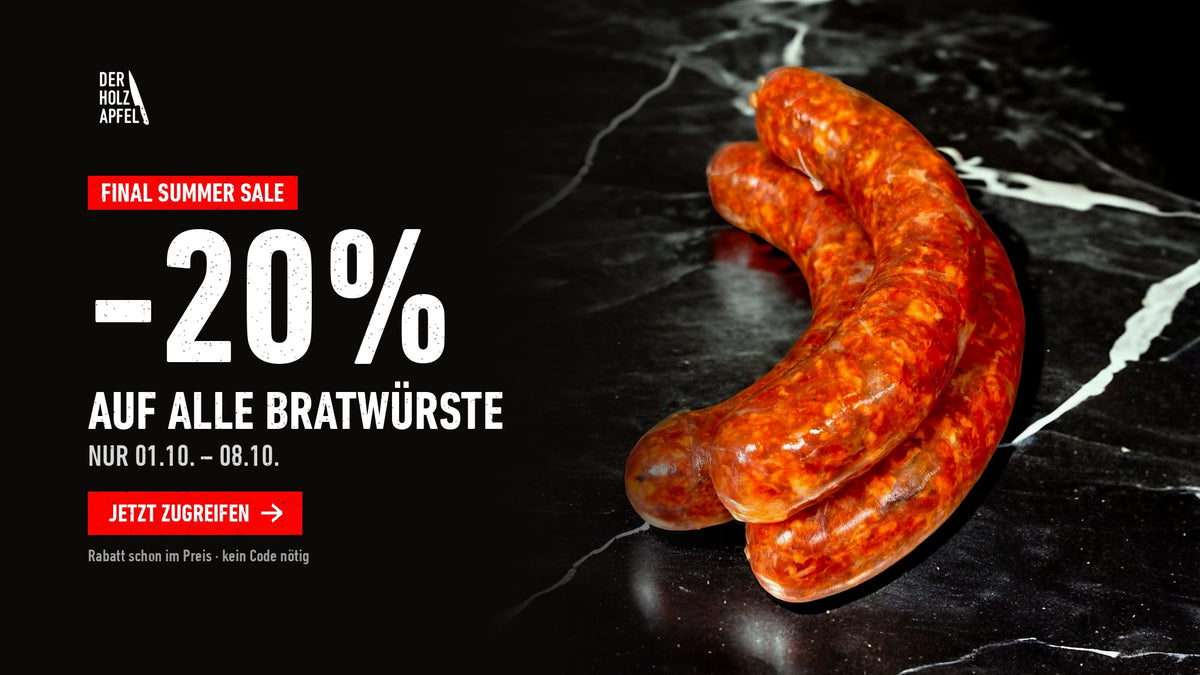 Final Summer Sale: 20 % auf alle Bratwürste, 01.10. bis 08.10. – Metzgerei Holzapfel