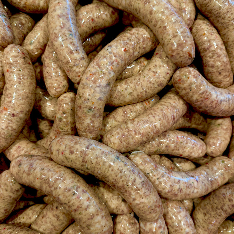 Pfefferbratwurst mit grünem Amazonas Pfeffer von Metzgerei Holzapfel