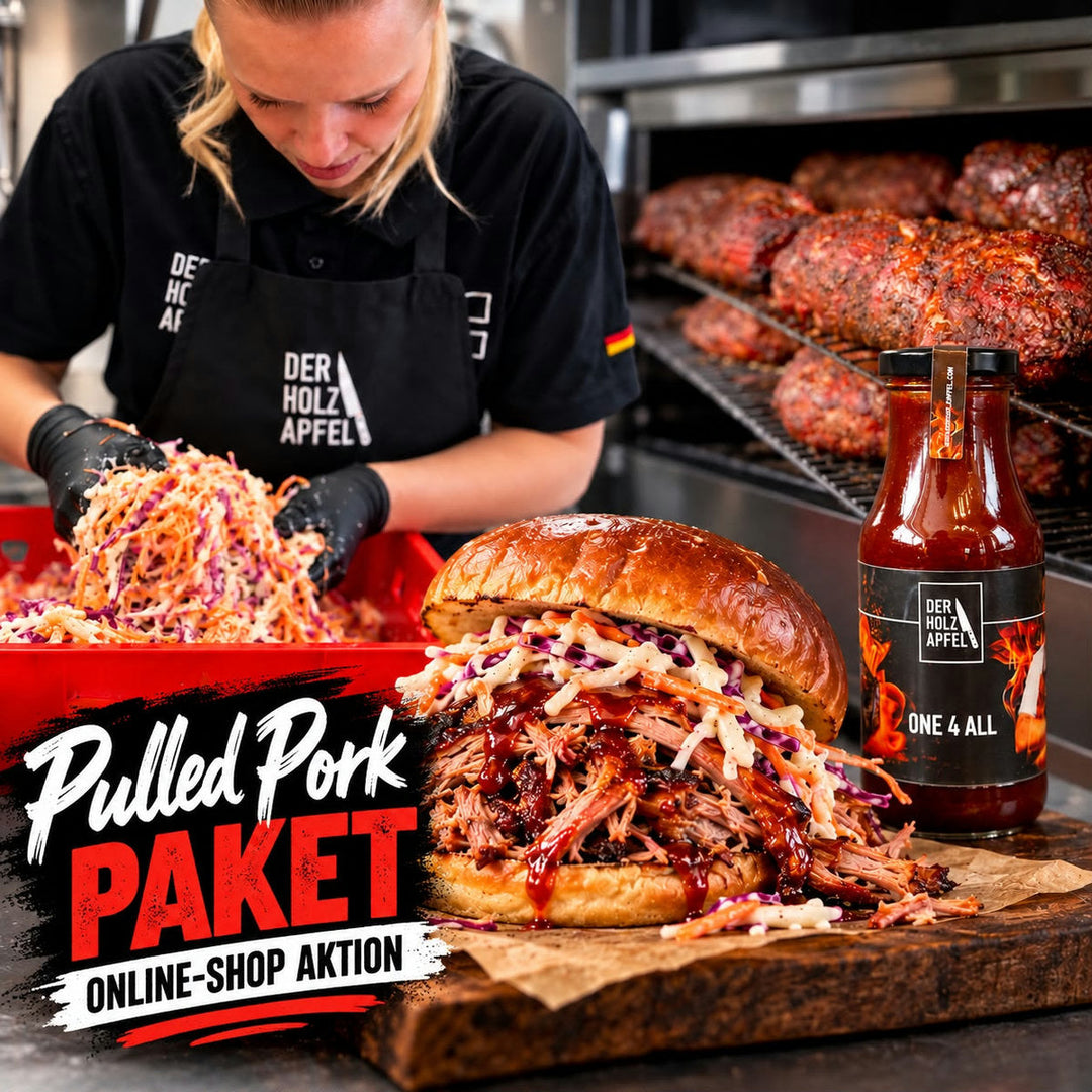 Pulled Pork Paket – Pulled Pork, Coleslaw und One 4 All BBQ-Sauce – Metzgerei Holzapfel Mössingen