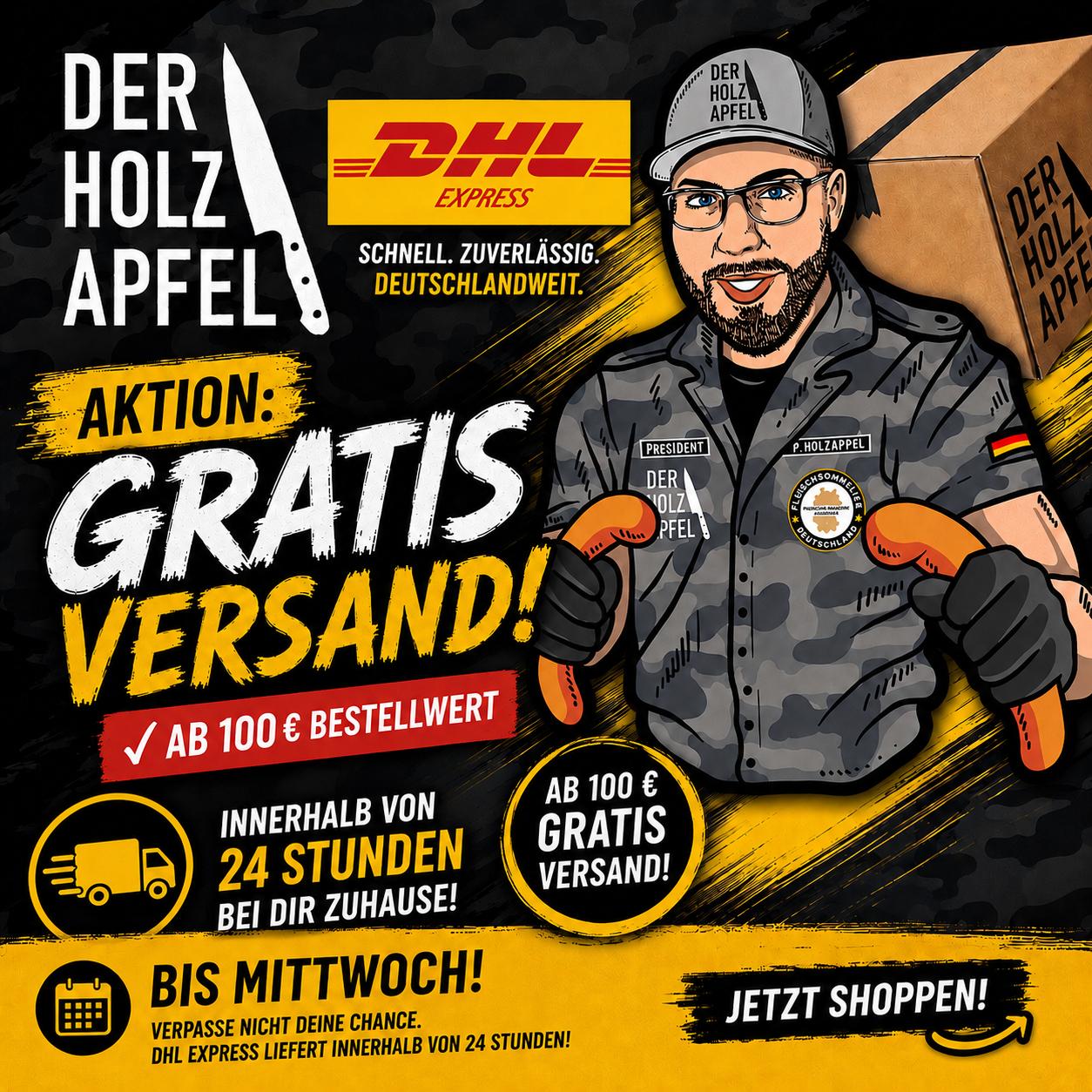 Aktion: Gratis Versand ab 100 € Bestellwert – DHL Express, innerhalb 24 Stunden